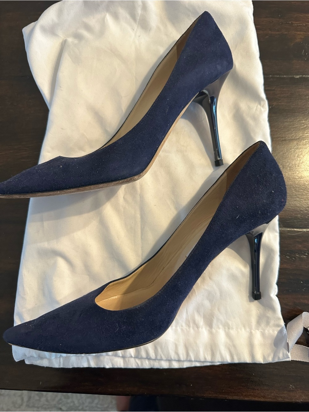 Women's Jimmy Choo Navy Suede Pointed-Toe Pumps - Picture 3 of 4